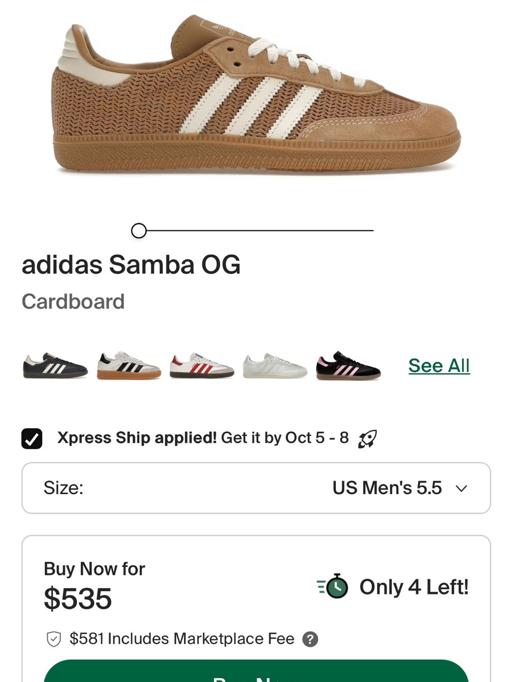 adidas Samba OG Sneakers in Cardboard Brown and White